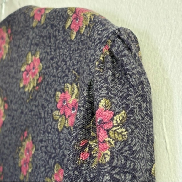 LAURA ASHLEY Vintage 80s Long Sleeve Floral Button Down Puff Shoulder Midi Dress - Picture 13 of 17